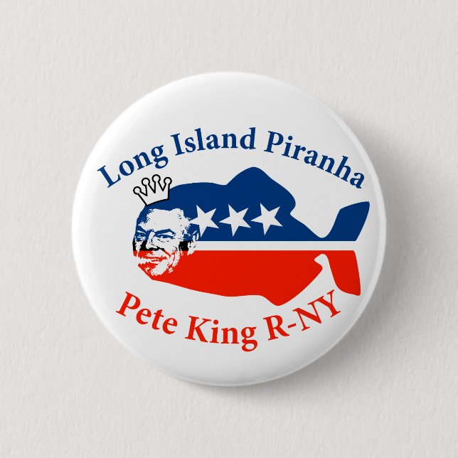 Badge Rond 5 Cm Piranha du Roi Long Island de Peter (Devant)
