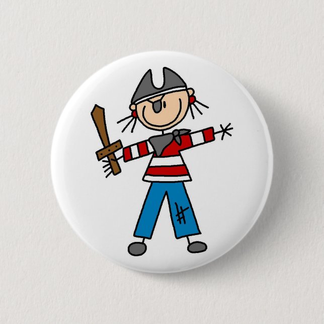 Badge Rond 5 Cm Pirate avec le bouton d'épée (Devant)