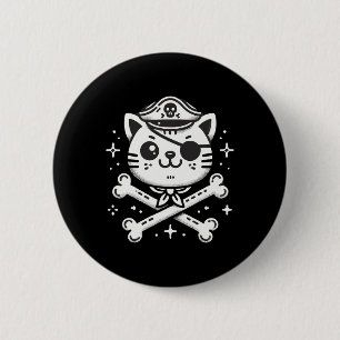Badge Rond 5 Cm Pirate Cat Pirate Crew Anniversaire