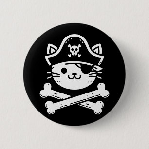 Badge Rond 5 Cm Pirate Chat Crossbones Amoureux de les chats Chats