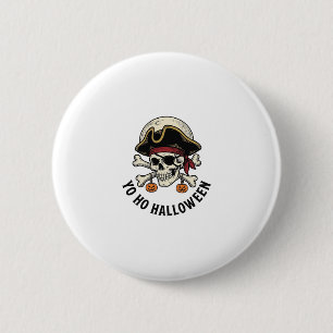 Badge Rond 5 Cm Pirate Crâne Halloween Gravure Vintage T-Shirt Bla
