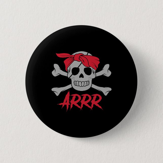 Badge Rond 5 Cm Pirate Crâne mort avec patchs d'oeil Halloween (Devant)