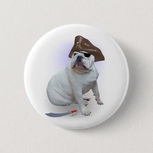 Badge Rond 5 Cm Pirate de bouledogue
