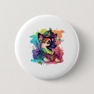 Badge Rond 5 Cm Pirate de chien berger allemand