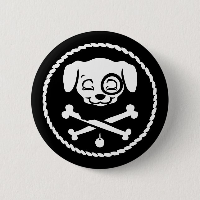 Badge Rond 5 Cm Pirate de chiot (Devant)