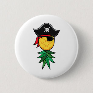 Badge Rond 5 Cm Pirate d'Halloween vers le haut des pivots d'anana