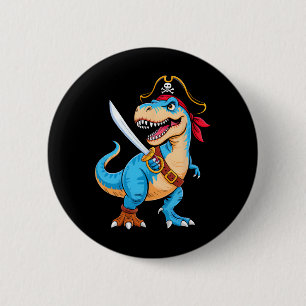 Badge Rond 5 Cm Pirate Dinosaur T Rex Garçons Enfants Funny Hallow
