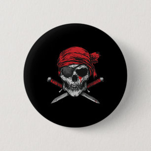 Badge Rond 5 Cm Pirate Drapeau Crâne Et Crossbones Squelette Graph