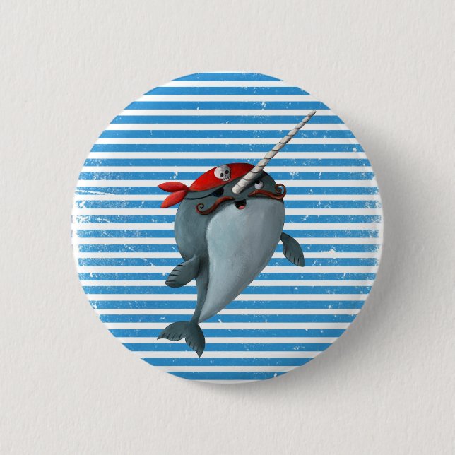 Badge Rond 5 Cm Pirate mignon Narwhal (Devant)