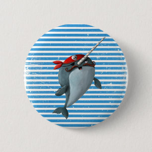 Badge Rond 5 Cm Pirate mignon Narwhal
