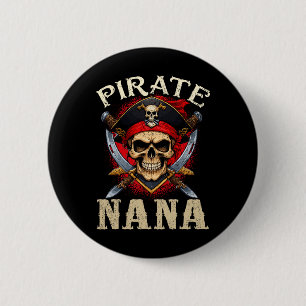 Badge Rond 5 Cm Pirate Nana Crâne Jolly roger Halloween Pirate Fam