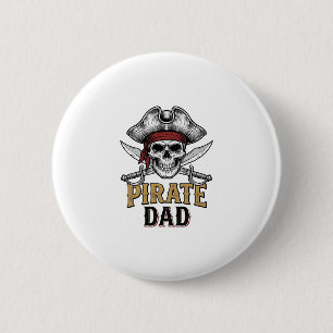 Badge Rond 5 Cm Pirate Papa Crâne Épée Vintage Gravure T-Shirt_1
