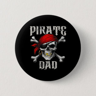 Badge Rond 5 Cm Pirate Papa Jolly roger Drapeau Et Crossbones Crân