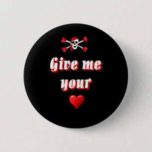 Badge Rond 5 Cm Pirate romantique et Vaentines aiment les coeurs