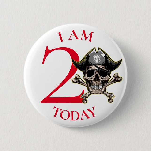 Badge Rond 5 Cm Pirate Skull Red Cross Bones 2e Bouton Anniversair (Devant)