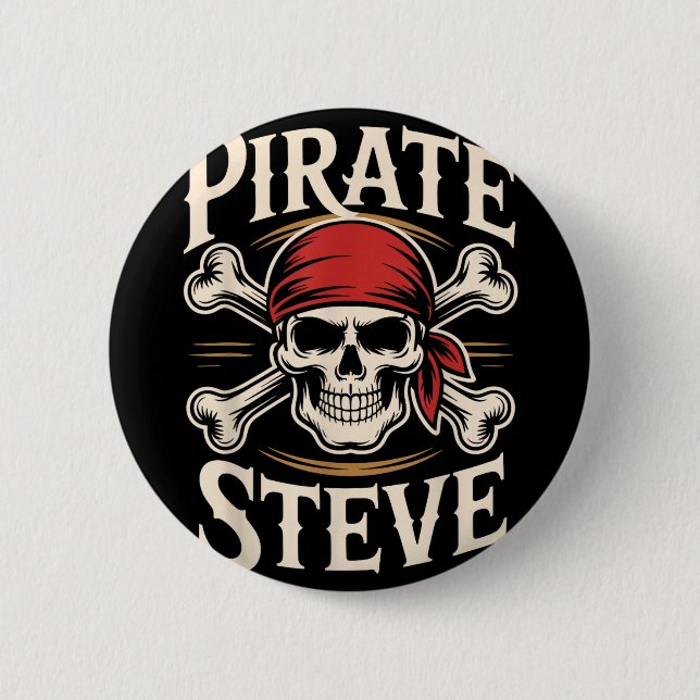 Badge Rond 5 Cm Pirate Steve  (Devant)