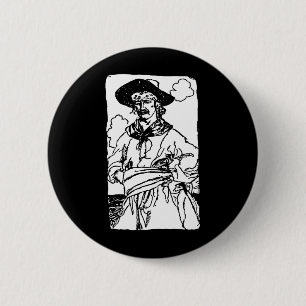 Badge Rond 5 Cm Pirates Vintage Croquis d'un capitaine par Howard 