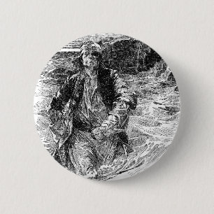 Badge Rond 5 Cm Pirates Vintage, Sir Henry Morgan dans l'Océan