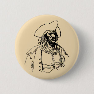 Badge Rond 5 Cm Pirates Vintage, un croquis de boucanier par Howar