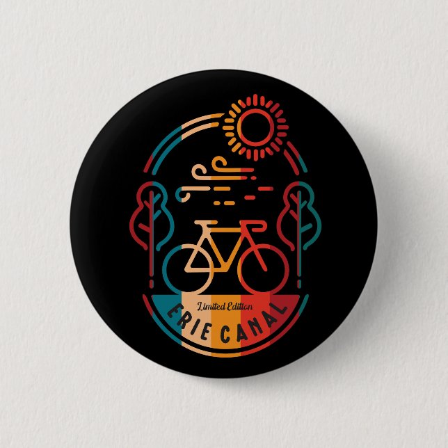 Badge Rond 5 Cm Piste cyclable Retro Erie Canal. (Devant)