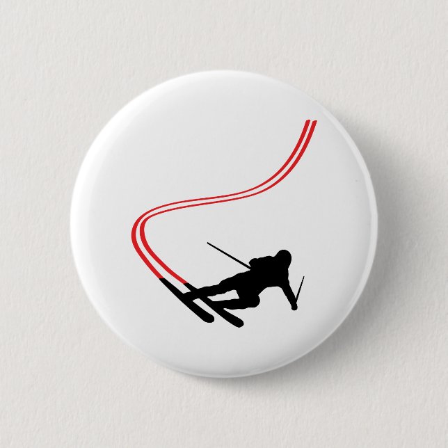 Badge Rond 5 Cm piste rouge de ski alpin (Devant)