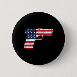 Badge Rond 5 Cm Pistolet Usa Drapeau Américain 4 Juillet