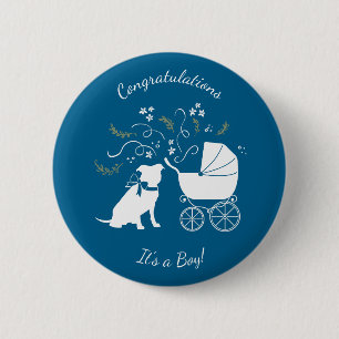 Badge Rond 5 Cm Pit Bull Chien Baby shower Blue Boy Pitbull