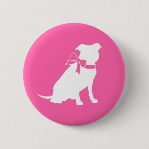 Badge Rond 5 Cm Pit Bull Chien Baby shower rose fille Pitbull
