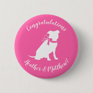 Badge Rond 5 Cm Pit Bull Chien Baby shower rose fille Pitbull