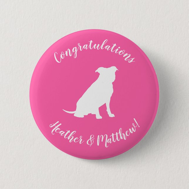 Badge Rond 5 Cm Pit Bull Chien Baby shower rose fille Pitbull (Devant)