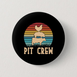 Badge Rond 5 Cm Pit Crew Cow Pig Poulet Byrbecue Grillade Bbq