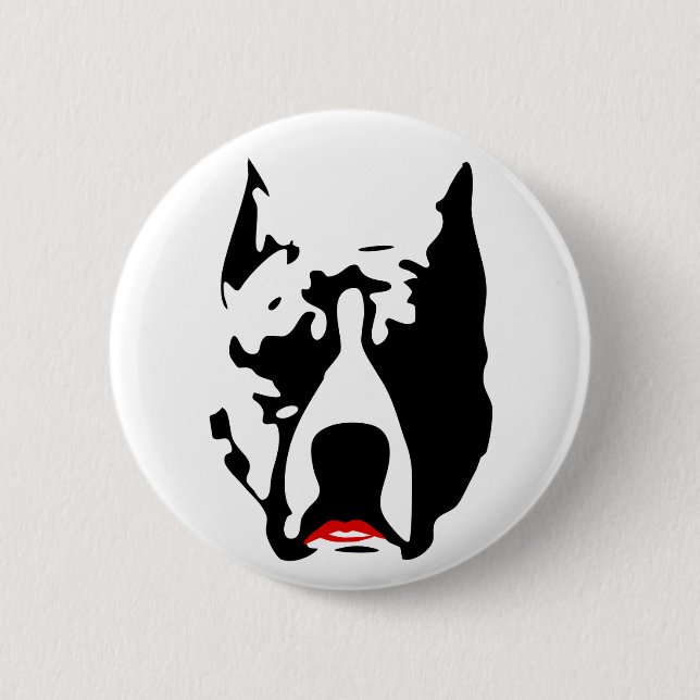Badge Rond 5 Cm Pitbull avec le rouge à lèvres (Devant)
