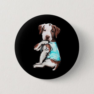 Badge Rond 5 Cm Pitbull Chien Tattoo I Love Maman Fête des mères A