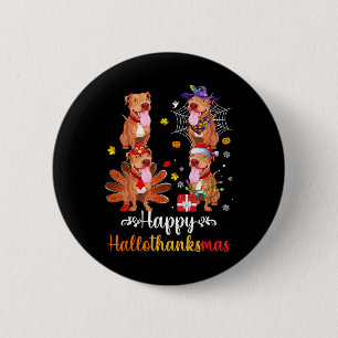 Badge Rond 5 Cm Pitbull Lover Halloween Joyeux Noël Joyeux Hall