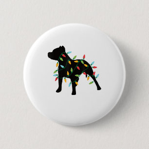Badge Rond 5 Cm Pitbull Noël lumières Noël Amoureux des chiens cad