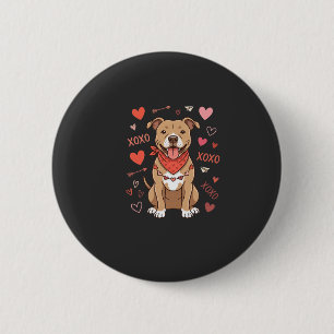Badge Rond 5 Cm Pitbull Saint-Valentin Chien XOXO Design d'amour