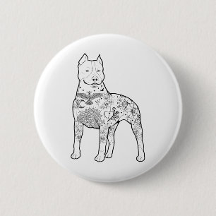 Badge Rond 5 Cm Pitbull Tattoos Design Trainer Chien Cool Pitbull