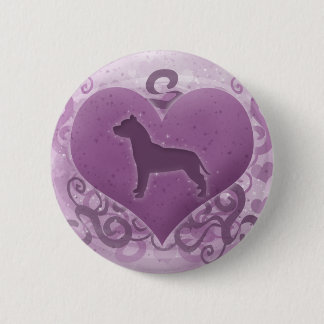 Badge Rond 5 Cm Pitbull Terrier américain pourpre Valentine