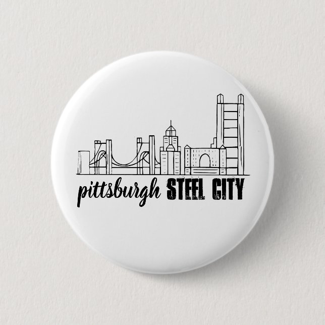 Badge Rond 5 Cm Pittsburgh Skyline (Devant)