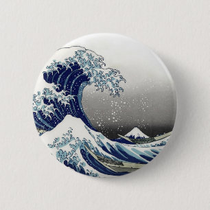 Badge Rond 5 Cm PixDezines Vintage, grande vague, Hokusai 葛 飾 北 斎