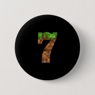 Badge Rond 5 Cm Pixel 7e anniversaire Numéro sept 7 ans 7e Vid
