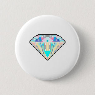 Badge Rond 5 Cm Pixel art gem diamant
