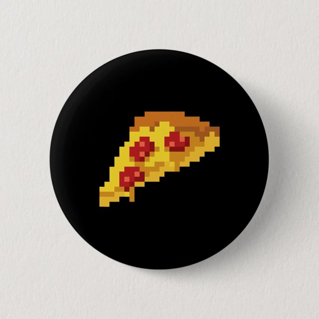 Badge Rond 5 Cm Pixel Pizza 80s Jeu vidéo Retro 8-bit Halloween C (Devant)