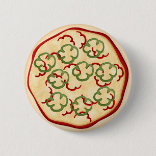Badge Rond 5 Cm Pizza aux poivrons rouges et verts