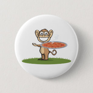 Badge Rond 5 Cm Pizza de singe