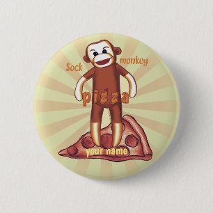 Badge Rond 5 Cm Pizza de singe de Sock