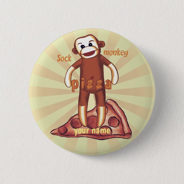 Badge Rond 5 Cm Pizza de singe de Sock (Devant)