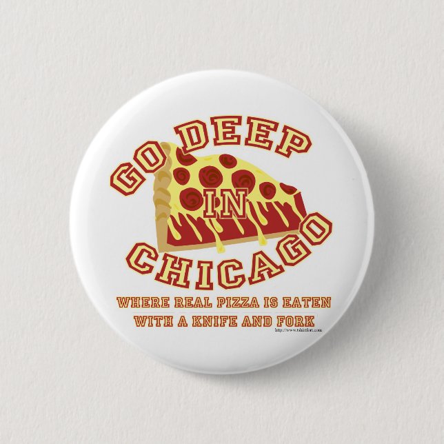 Badge Rond 5 Cm Pizza De Style Chicago (Devant)