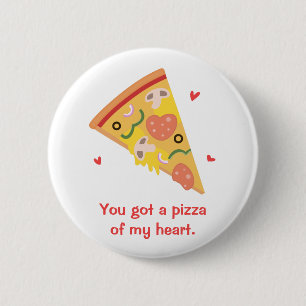 Badge Rond 5 Cm Pizza mignonne de mon humour d'amour de calembour