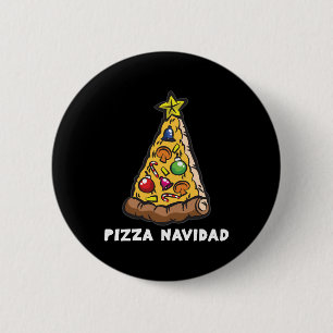 Badge Rond 5 Cm PIZZA NAVIDAD Humour italien de sapin de Noël